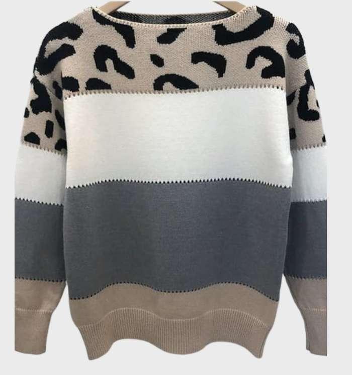 Women's stylish leopard print sweater