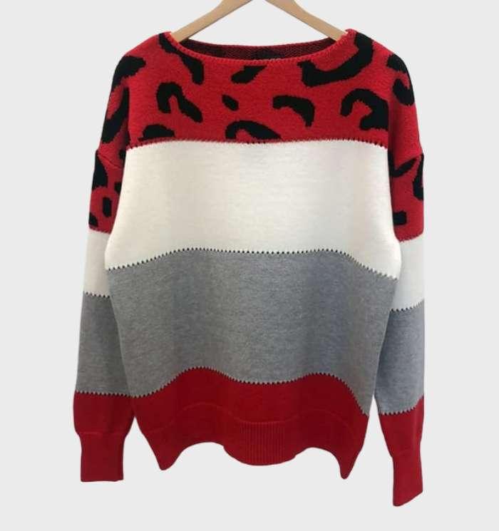 Women's stylish leopard print sweater