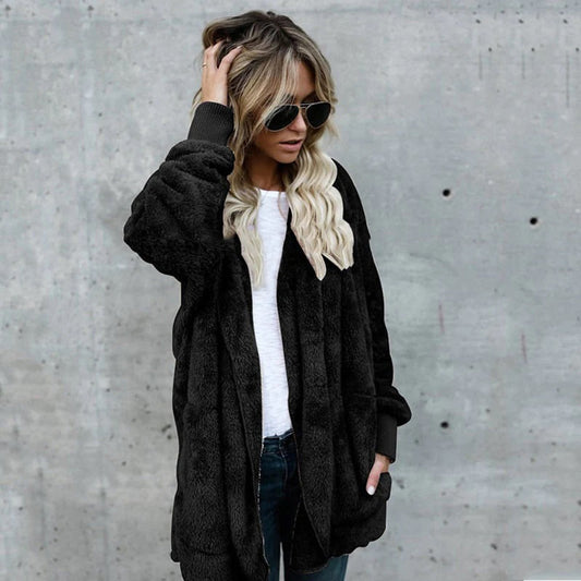 Reversible Warm Mid-Length Fur Coat