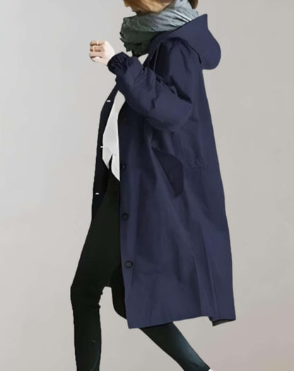 Women's button-up hooded trench coat