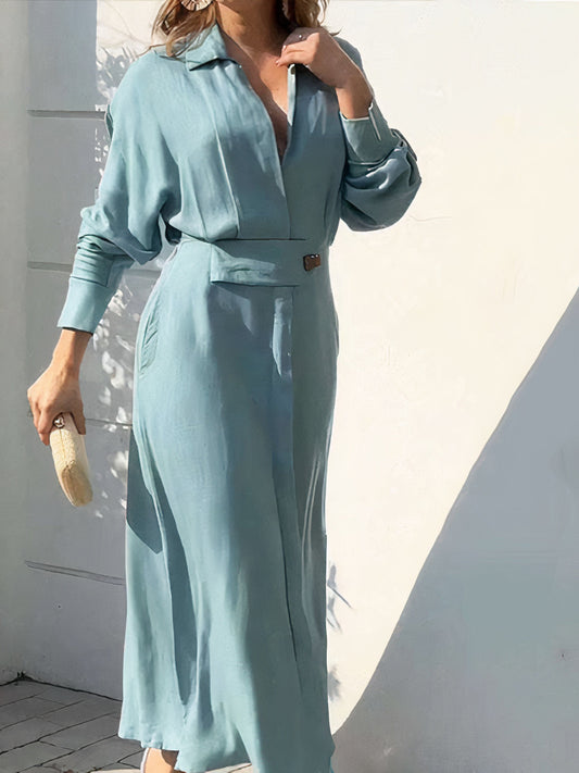 Belted Waist Elegant Fit Midi Dress
