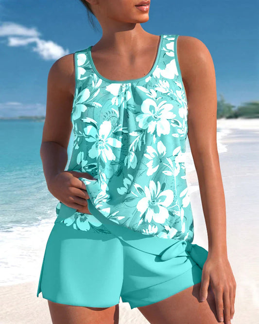 Flowy Floral Relaxed Fit Tankini Setnull
