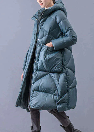 Oversize padded warm puffer winter hooded jacket for women with front pocket