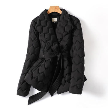 Cilicia - elegant quilted tie belt long jackets