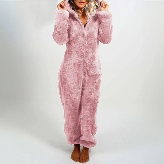 Plush Fleece Hooded Full Zip Onesie
