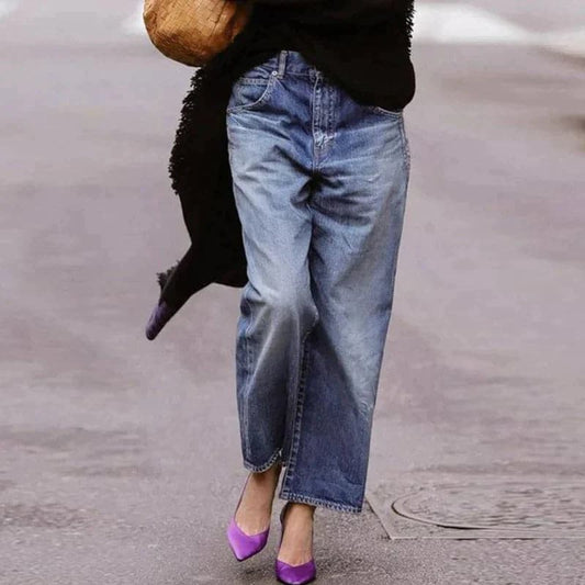 Breathable Relaxed Fit Wide-Leg Jeans