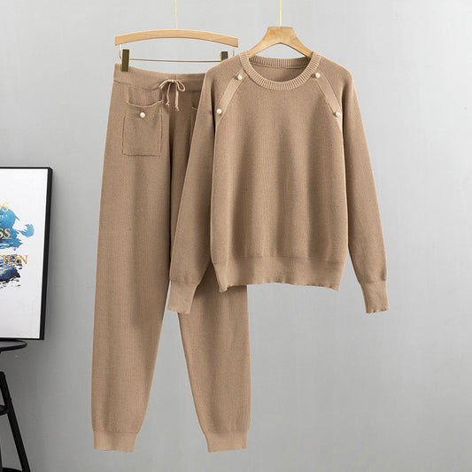 Beaded Knitted Sweater and Pants Set