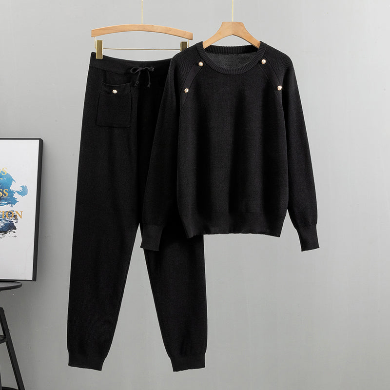 Beaded Knitted Sweater and Pants Set