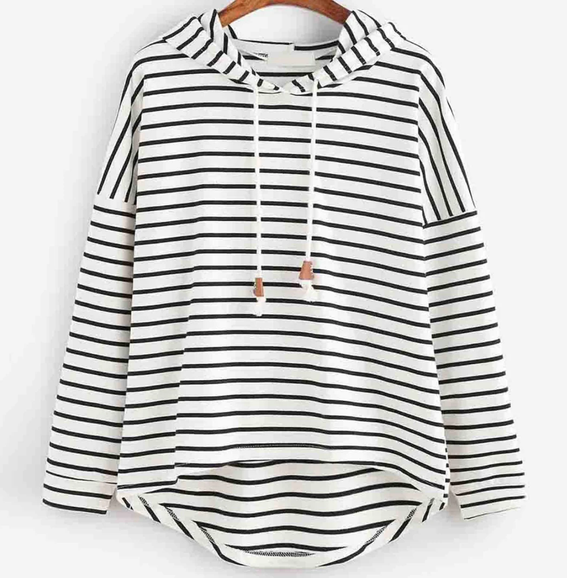 Women's black and white striped hoodie