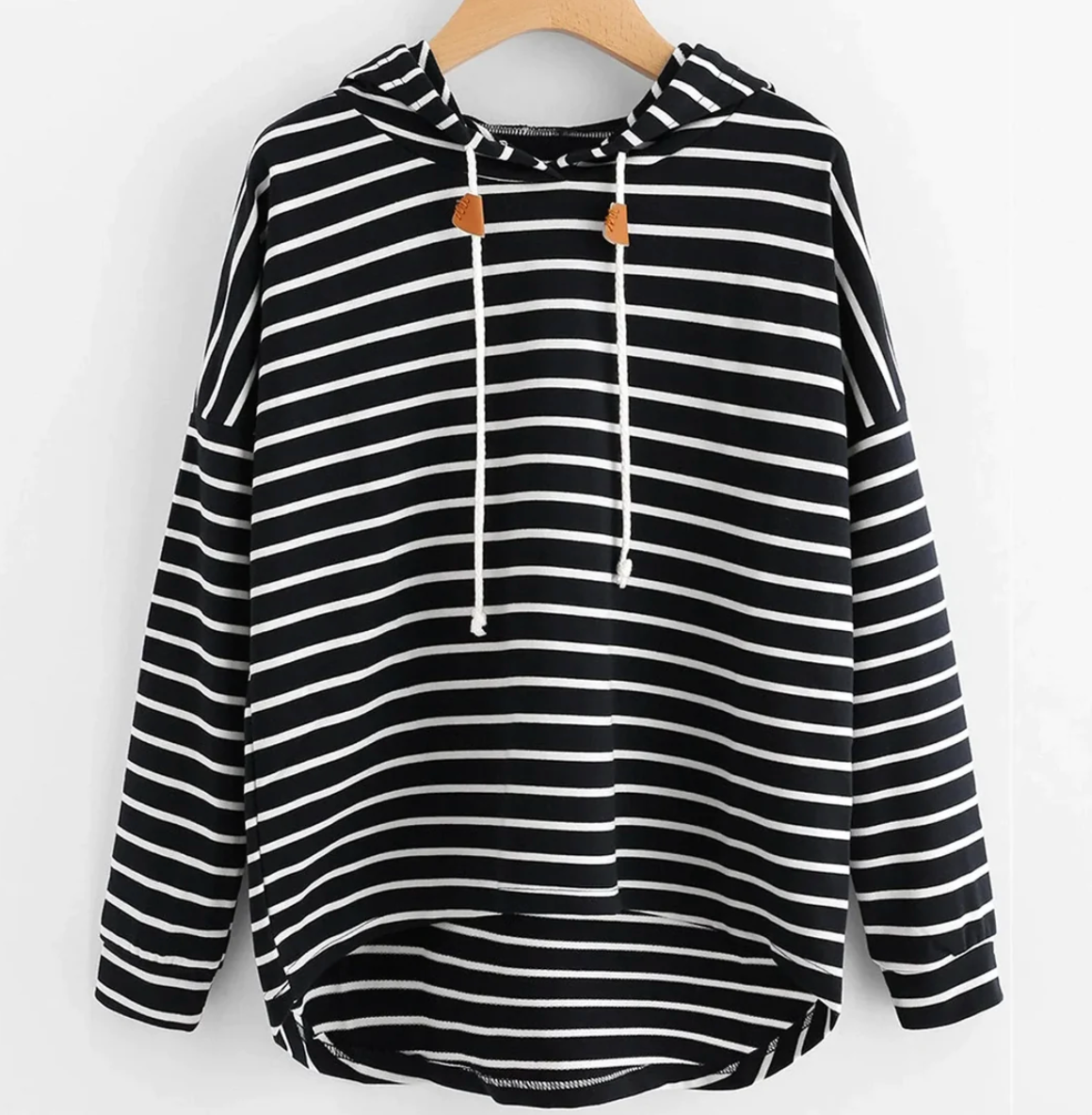 Women's black and white striped hoodie