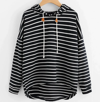 Women's black and white striped hoodie