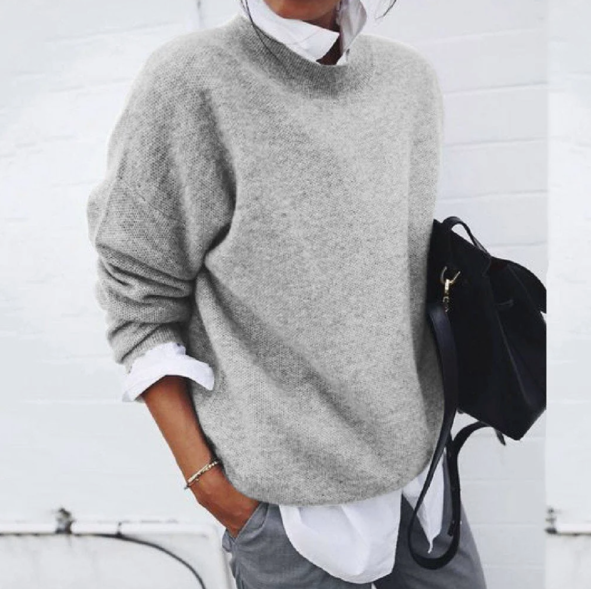 Women's soft solid color sweater