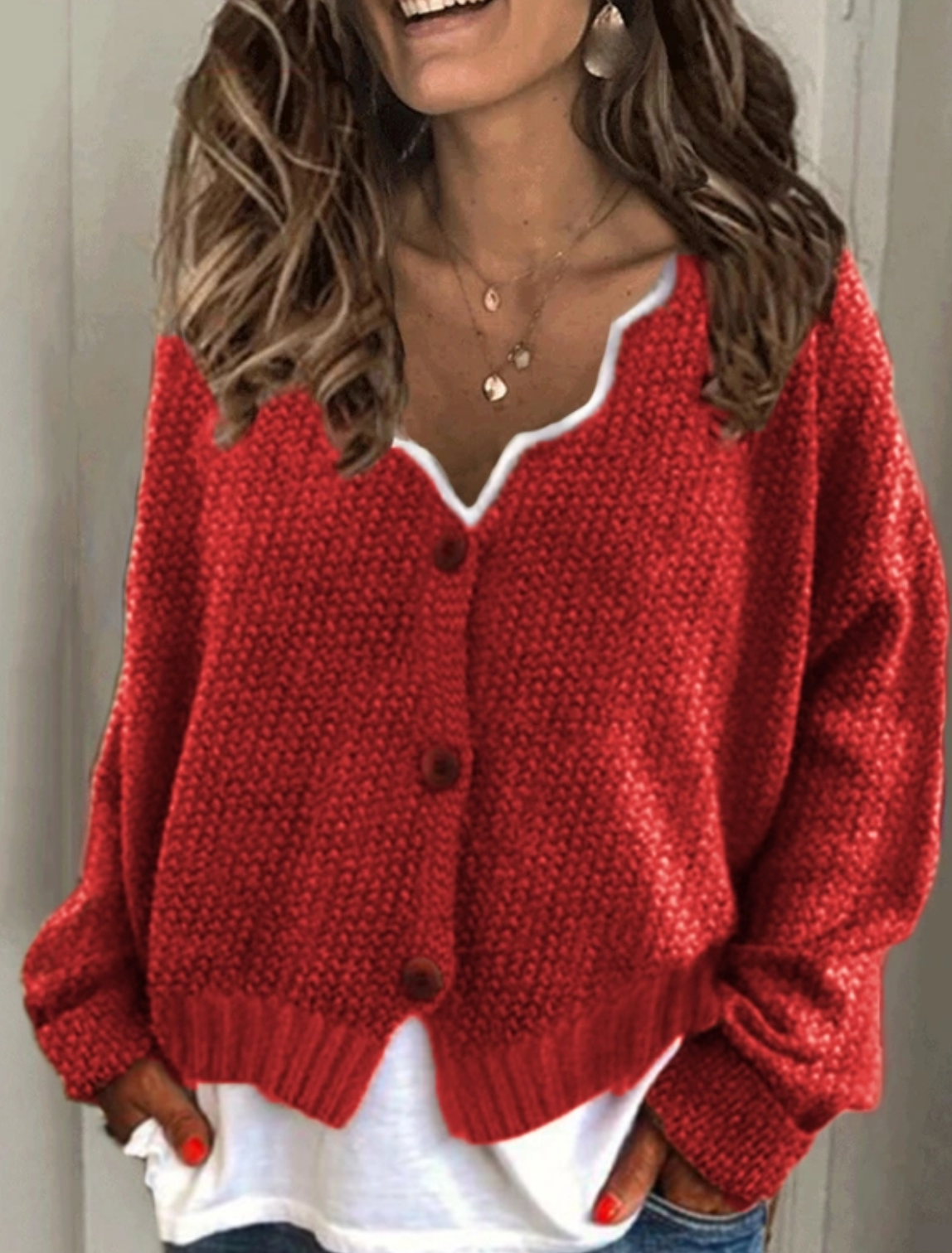 Women's v neck knitted pullover sweater