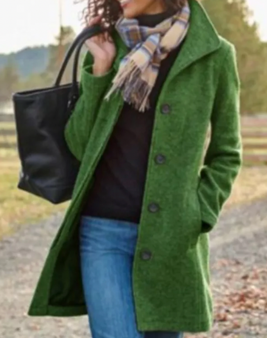 Stylish Button Front Lapel Collar Coat