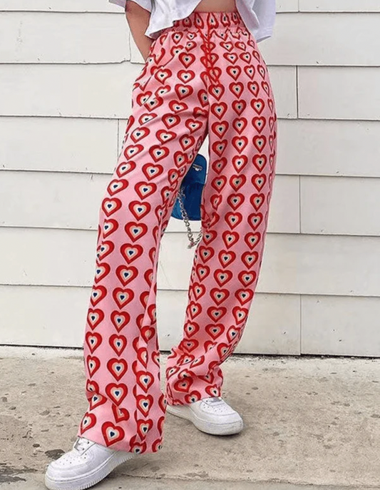 Heart Design Casual Stylish Pants