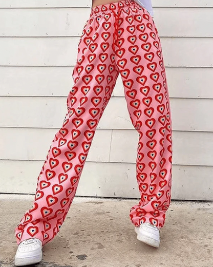 Women's casual and stylish pants with heart design