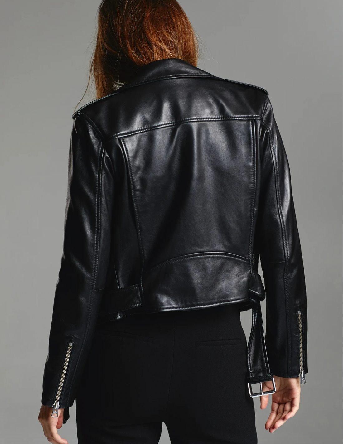 Women's stylish faux leather lapel jacket