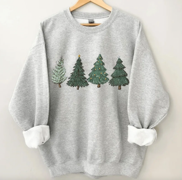 Women's Christmas tree print winter sweatshirt