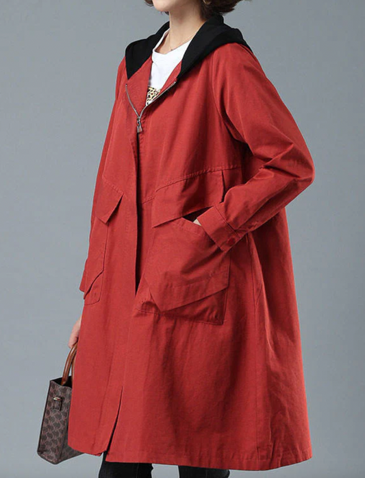 Loose Hooded Autumn/Winter Long Jacket