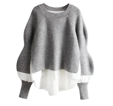 Women's splicing knitted sweater