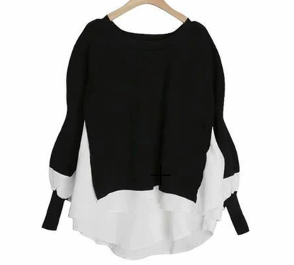 Women's splicing knitted sweater