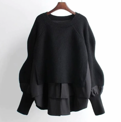 Women's splicing knitted sweater
