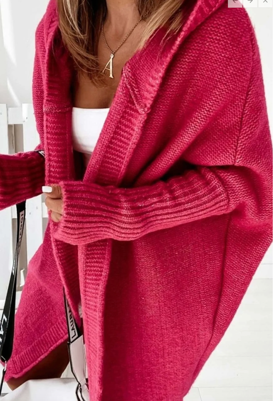 Women's casual bat sleeve hooded knitted cardigan sweater