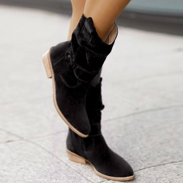 Women's elegant low heel side zipper boots