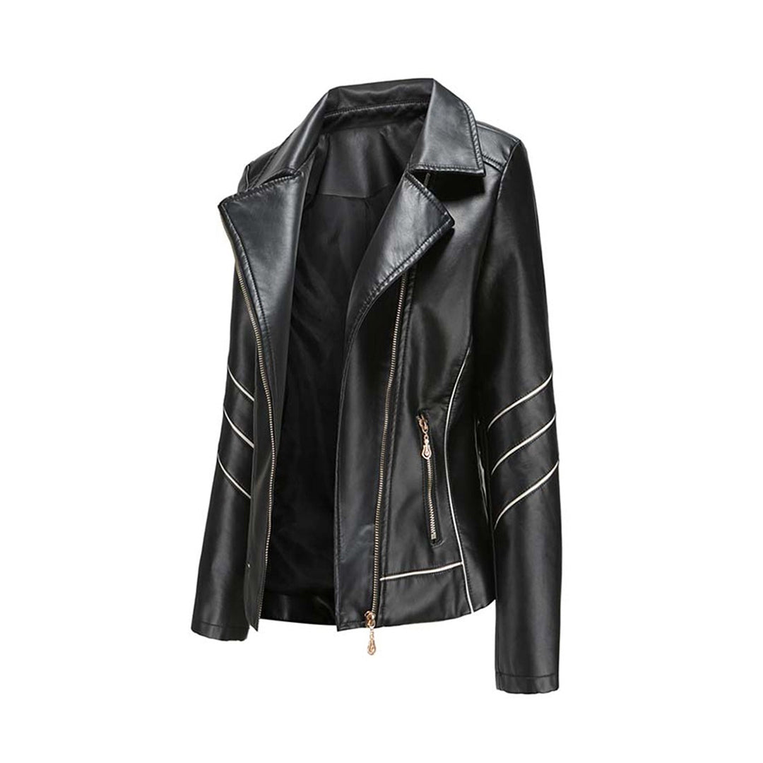 Leather jacket thin pu short jacket for women