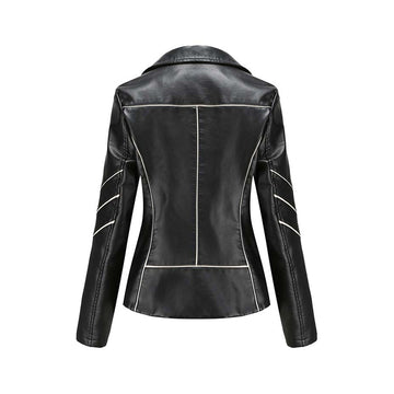 Leather jacket thin pu short jacket for women