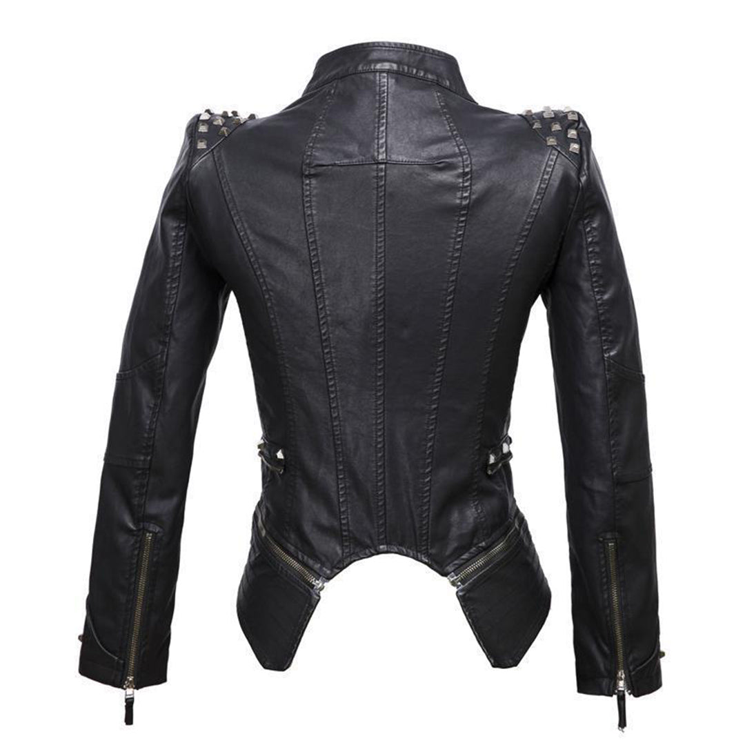 Women's rivet leather jacket