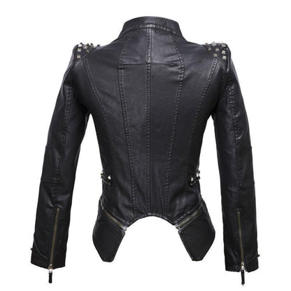 Women's rivet leather jacket