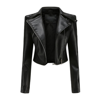 Women's detachable hem leather jacket