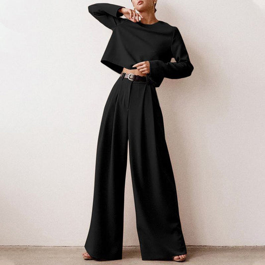 Casual Wide Leg Trouser Set