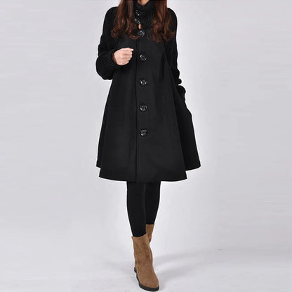 Women's woolen cape winter coat dress