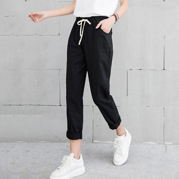 Large size loose thin linen harem pants for women