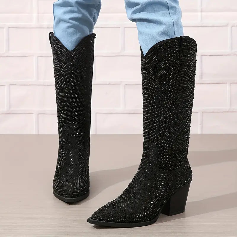 Women's glittery cowboy high boots