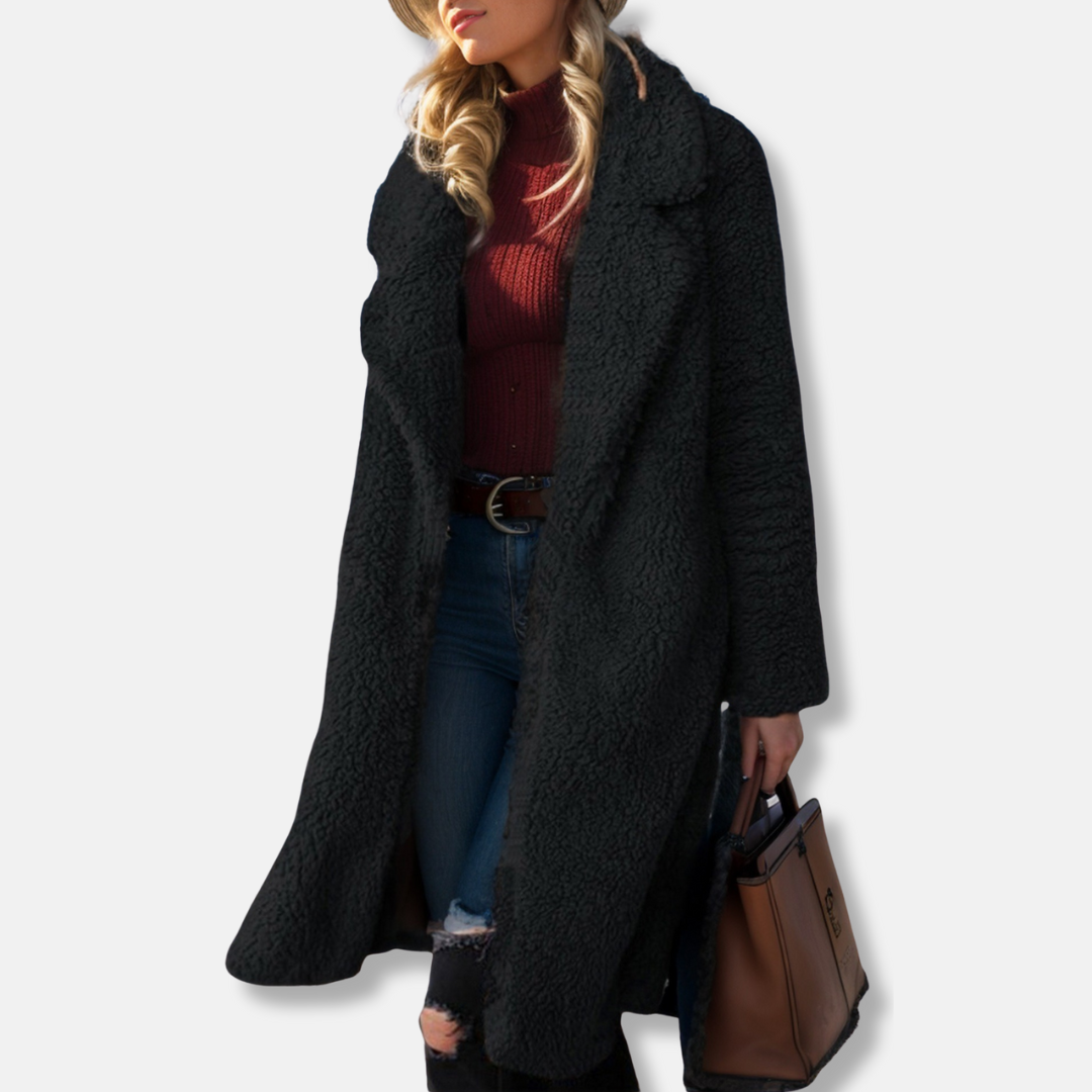 Plush Textured Relaxed Fit Trench Coat 