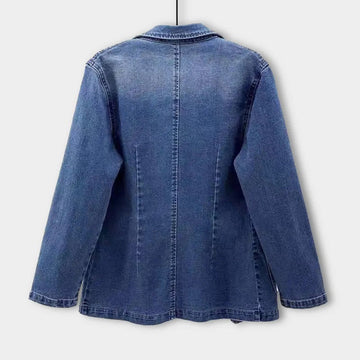 Slim fit solid color denim jacket for women