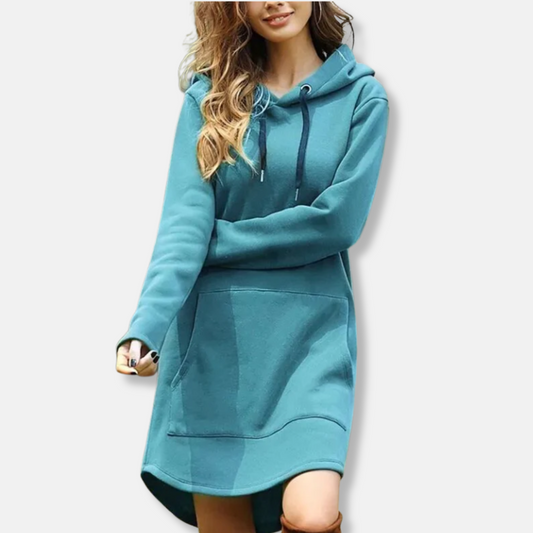 Relaxed Cotton Blend Hoodie Dress 