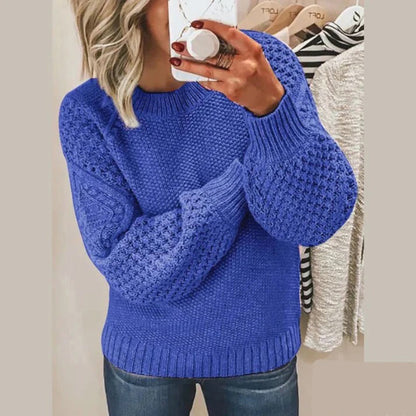 Women's round-neck cable-knit sweaters