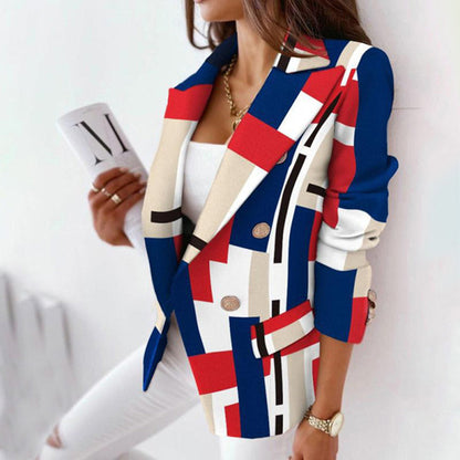 Women's casual checked blazer