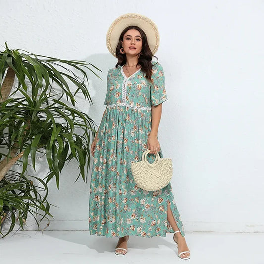 Floral Print Loose Fit Maxi Dress