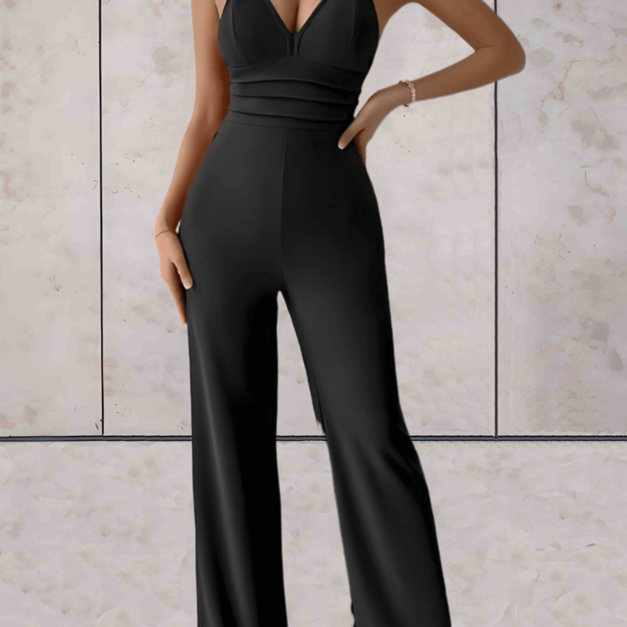 Brianna - Tight and Chic Jumpsuit with Low V-cut Backless and Wide legs