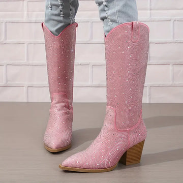 Women's glittery cowboy high boots