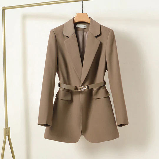 Women’s Blazer - Tailored Fit - Notch Lapel - Belted Waist - Structured Silhouette