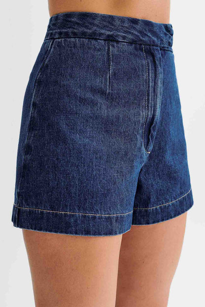 Women's button-down tank top and shorts denim set