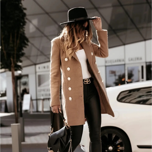 Double Breasted Long Sleeve Trench Coat