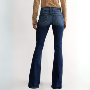 Women's mid-waist slim fit retro flared jeans