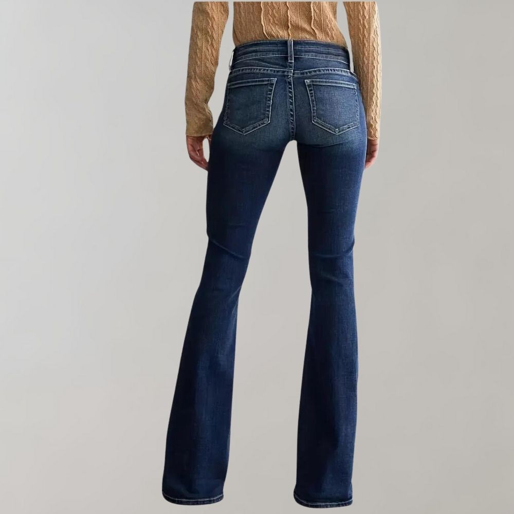 Mid-waist retro flared jeans for women